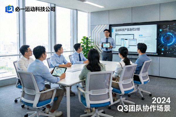 必一运动科技公司现代化办公环境与团队协作场景
